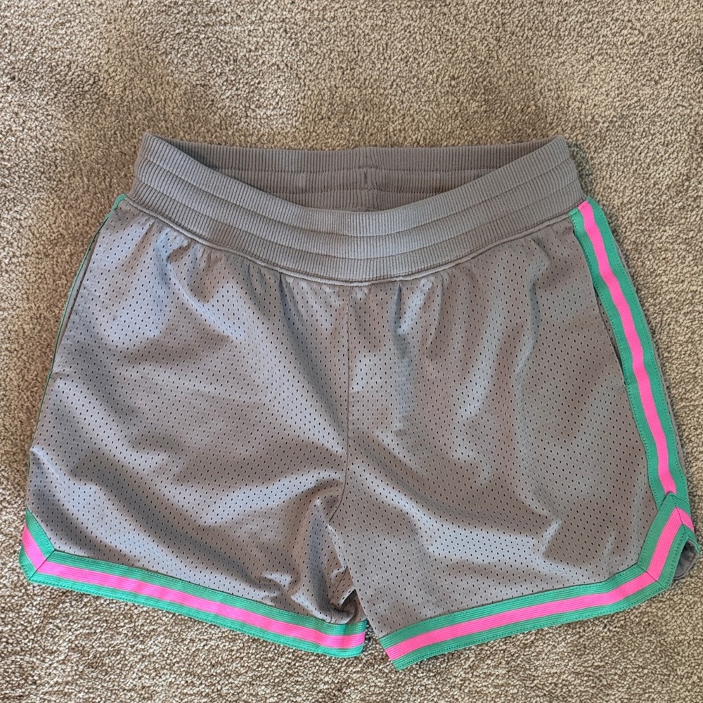 Chubbies Gray Athletic Shorts with Pink and Green Accents